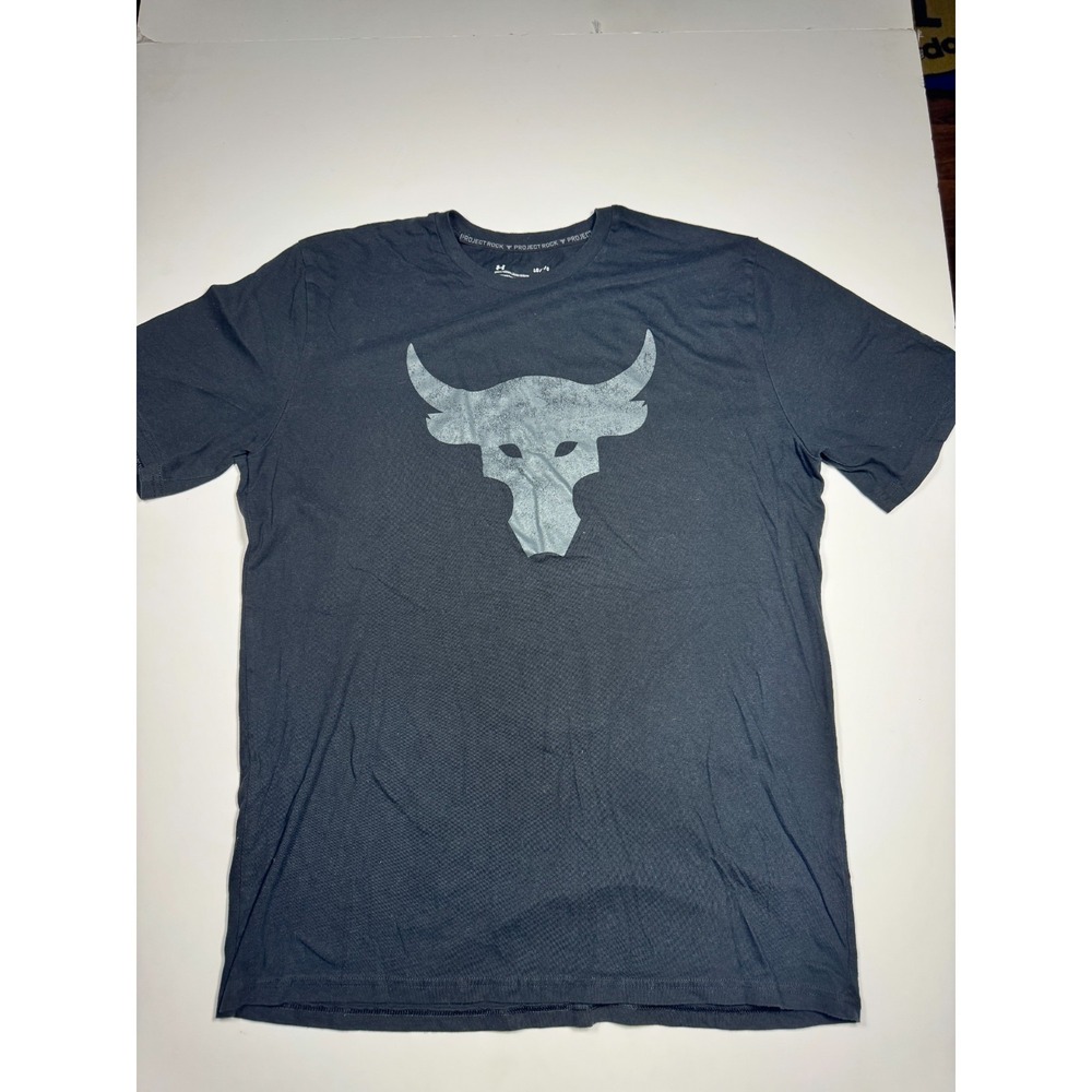 Under Armour Project Rock Brahma Bull T Shirt Mens Large Black Loose Fit Graphic